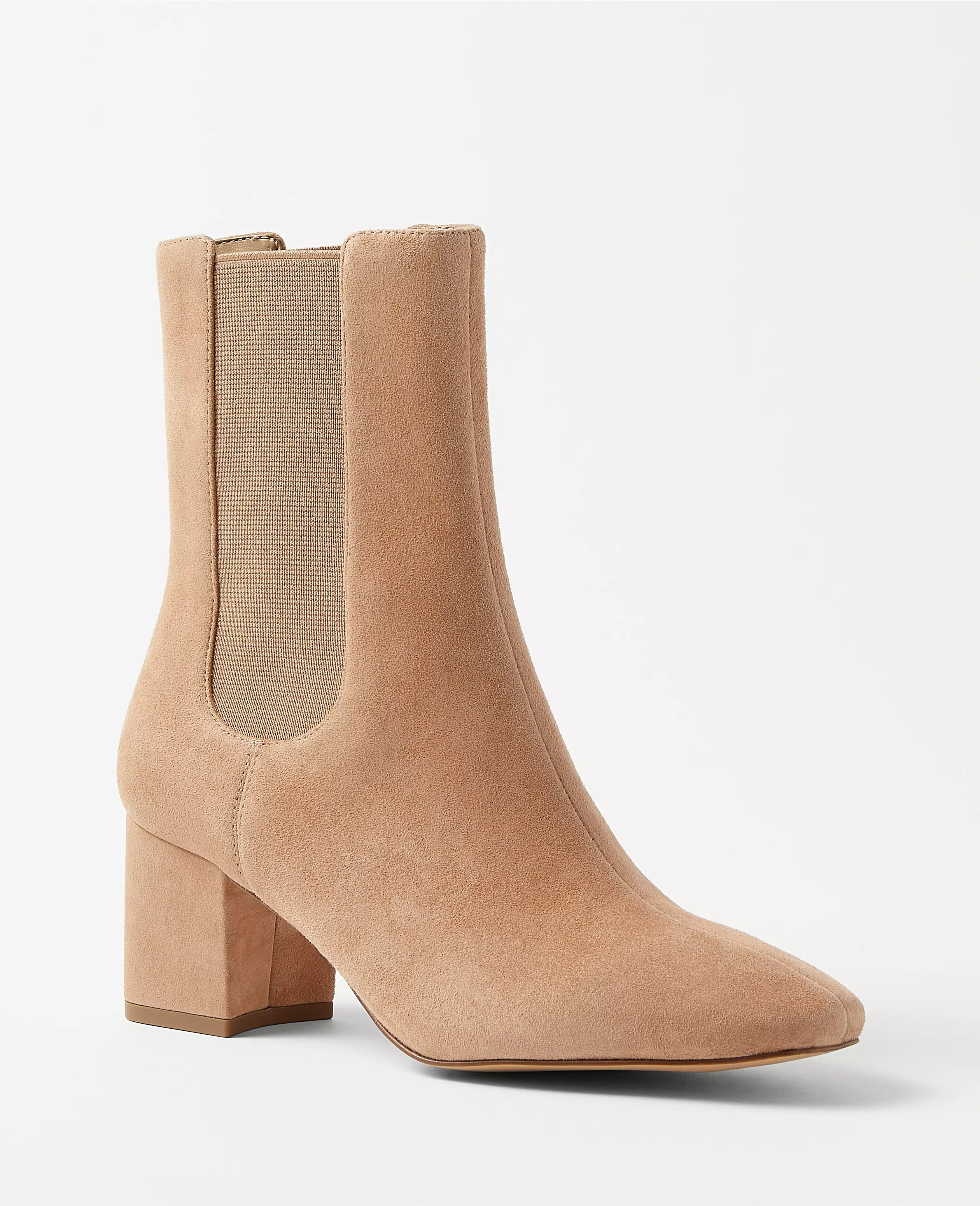 Block Heel Suede Chelsea Booties | Ann Taylor (US)