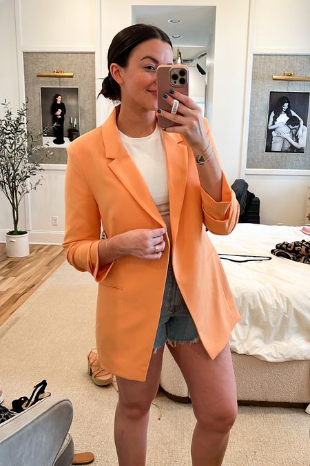Easy Spring outfit idea with a blazer and denim shorts 

#LTKSeasonal #LTKFestival #LTKFind