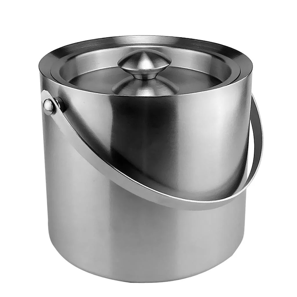 Stainless Steel Double Walled Insulated Ice Bucket with Lid 3L | Walmart (US)
