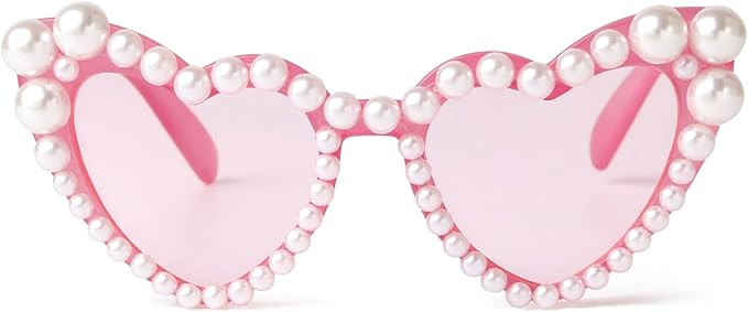 ADE WU Heart Sunglasses Kids Pearl Heart Shaped Sunglasses for Girls Age 3-8 | Amazon (US)