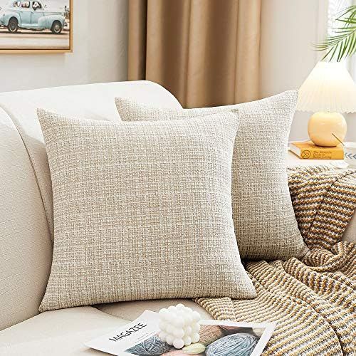 MERNETTE Pack of 2, Thick Chenille Decorative Square Throw Pillow Cover Cushion Covers Pillowcase... | Amazon (CA)