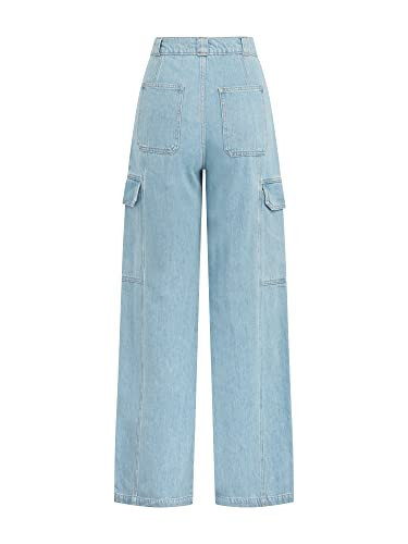 Hudson Jeans Women's High Rise Wide Leg Cargo Jean, Spring Indigo | Amazon (US)