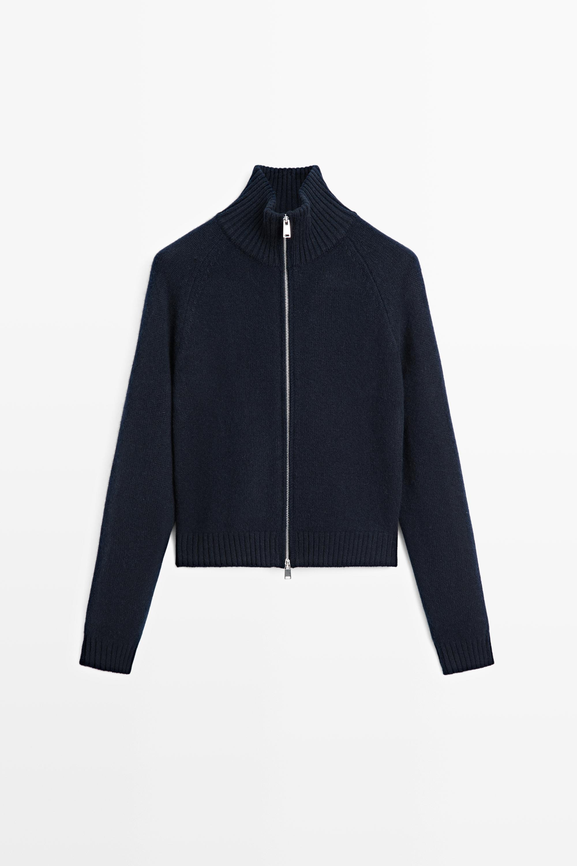 100% cashmere zip knit cardigan | Massimo Dutti US