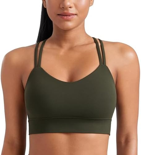 CRZ YOGA Softness Mold Womens Butterluxe Strappy Longline Sports Bra - Double Spaghetti Strap Wor... | Amazon (US)