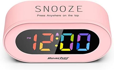 Reacher Pink Girls Alarm Clock, Dimmable Colorful LED Digital Display, USB Phone Charger Port, Simpl | Amazon (US)