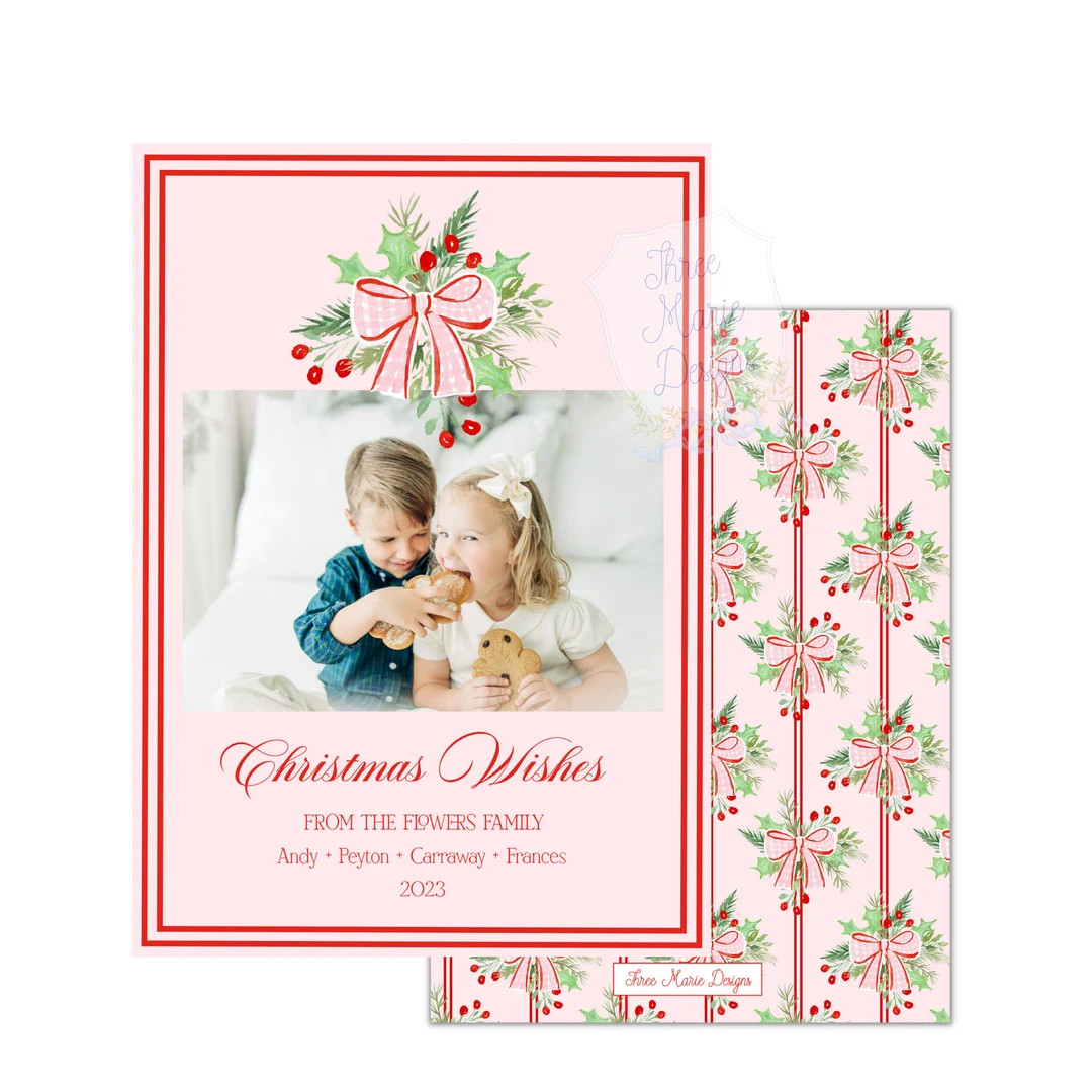 Pink and Red Christmas Card Self-editable Pink (Download Now) - Etsy | Etsy (US)