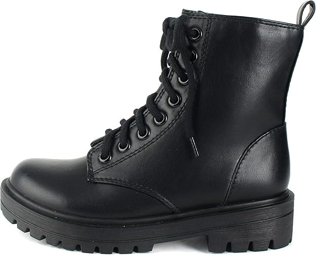 SODA FIRM - Lug Sole Combat Ankle Bootie Lace up w/Side Zipper | Amazon (US)