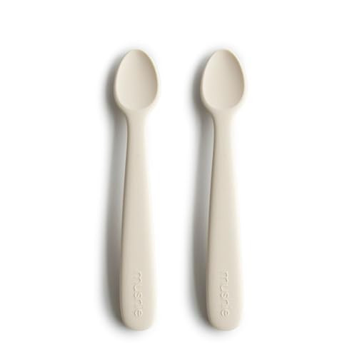 mushie Silicone Baby Feeding Spoons | 2 Pack (Ivory) | Amazon (US)