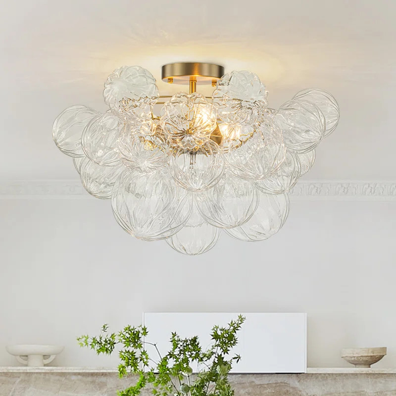 Wynetta 3 - Light Textured Glass Bubble Semi Flush MountSee More by Everly QuinnRated 4.9 out of ... | Wayfair North America
