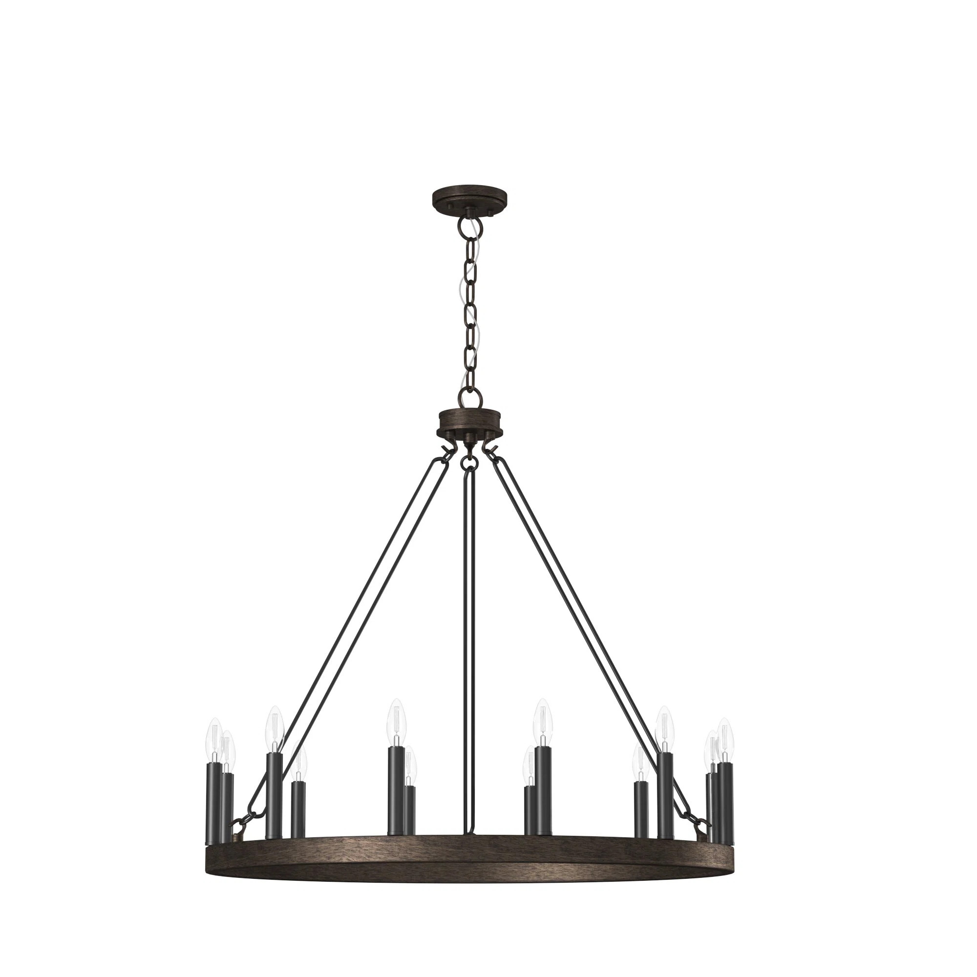 Finchley 12 - Light Dimmable Wagon Wheel Chandelier | Wayfair North America