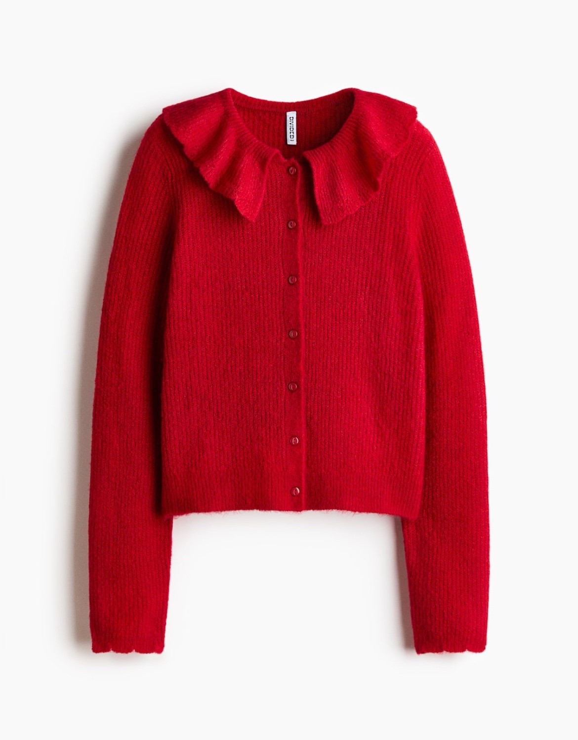 Red ruffle collar cardigan 

#LTKSeasonal #LTKFindsUnder50