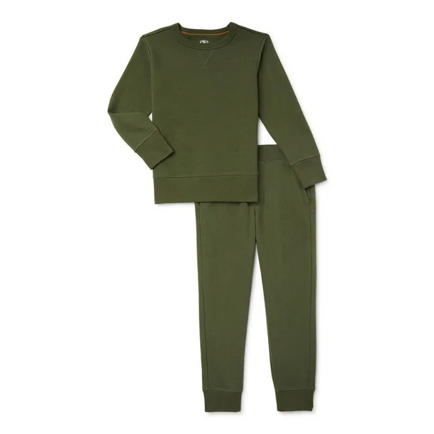 Athletic Works Boys Fleece Pullover Sweatshirt and Jogger Sweatpants, 2-Piece Set, Sizes 4-18 & H... | Walmart (US)