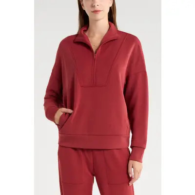 Zella Ultrasoft Half Zip Pullover in Brown Mole Heather at Nordstrom, Size Xx-Large | Nordstrom