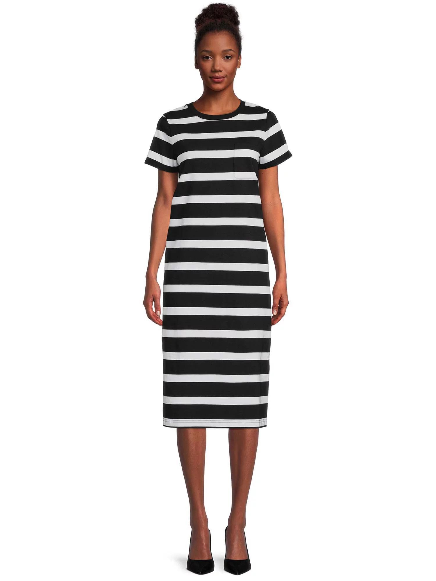 Time and Tru Women's T-Shirt Midi Dress | Walmart (US)