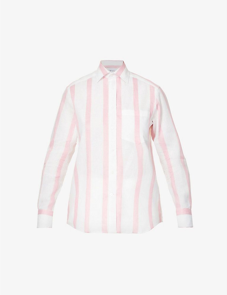 The Boyfriend striped organic linen and organic cotton-blend shirt | Selfridges