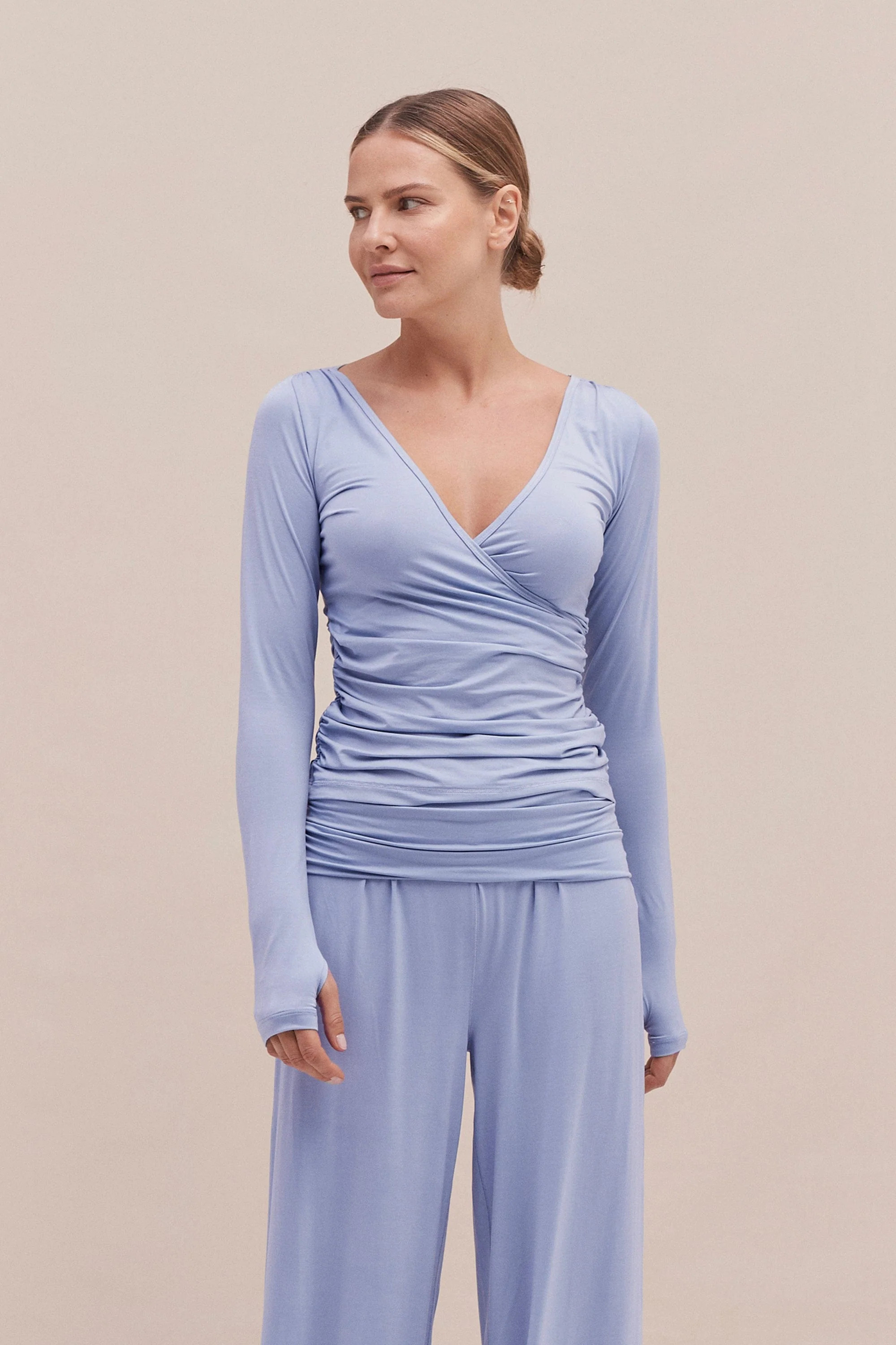 Lyocell Jersey Wrap Top Blue | Desmond & Dempsey