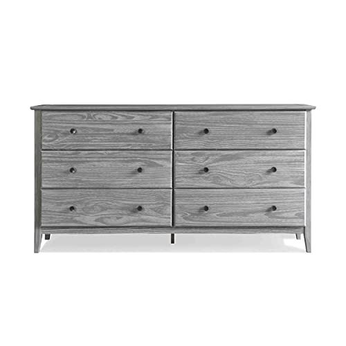 Grain Wood Furniture Greenport 6-Drawer Bedroom Dresser, Solid Wood with a Brushed Grey Finish | Amazon (US)