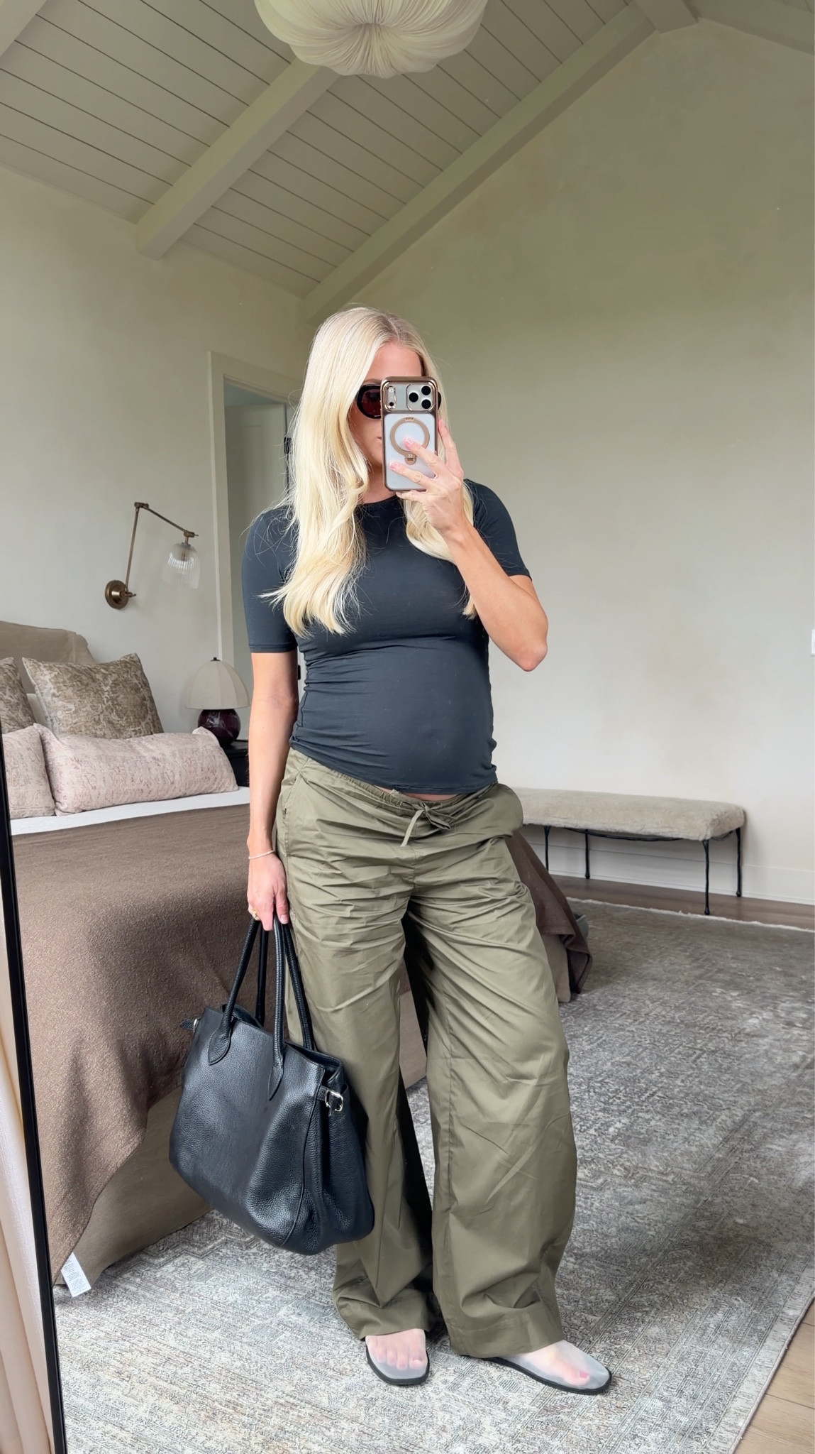 Wearing a medium in tee, small in pants, shoes are tts (linked similar), exact color bag sold out - linked different color along with similar! #kathleenpost

Casual spring outfit, spring chic look, spring transition, spring outfits 2026, bump friendly, maternity look

#LTKBump #LTKootd #LTKSeasonal