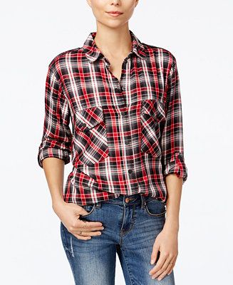 Sanctuary Plaid Boyfriend Shirt | Macys (US)