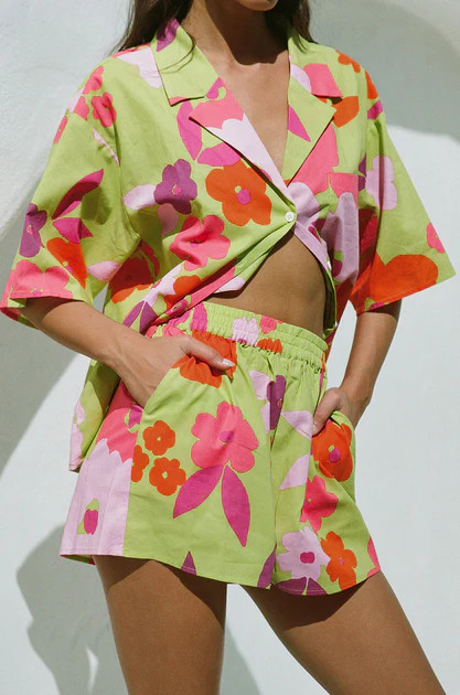 Thessy Shorts - Lime Floral | SABO SKIRT (Global)