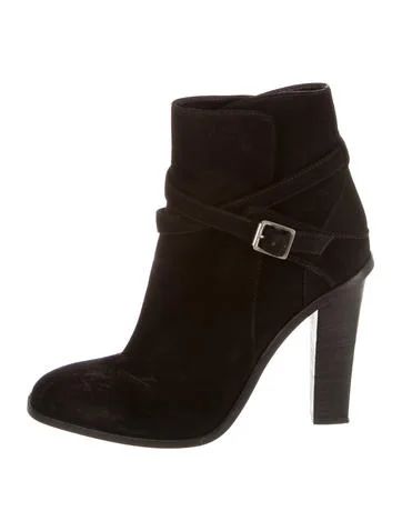 Saint Laurent Suede Round-Toe Booties | The Real Real, Inc.