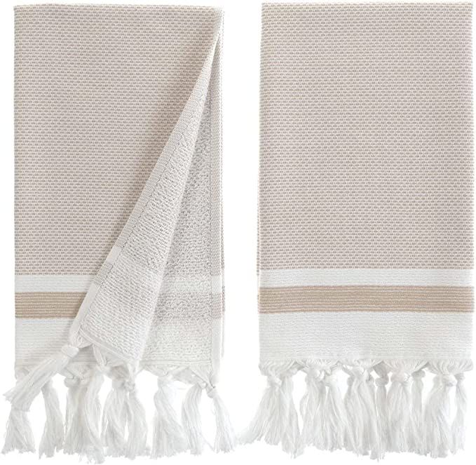 Turkish Hand Towels for Bathroom, Kitchen Towels Decorative Set of 2, Luxury Turkish Cotton Dish ... | Amazon (US)