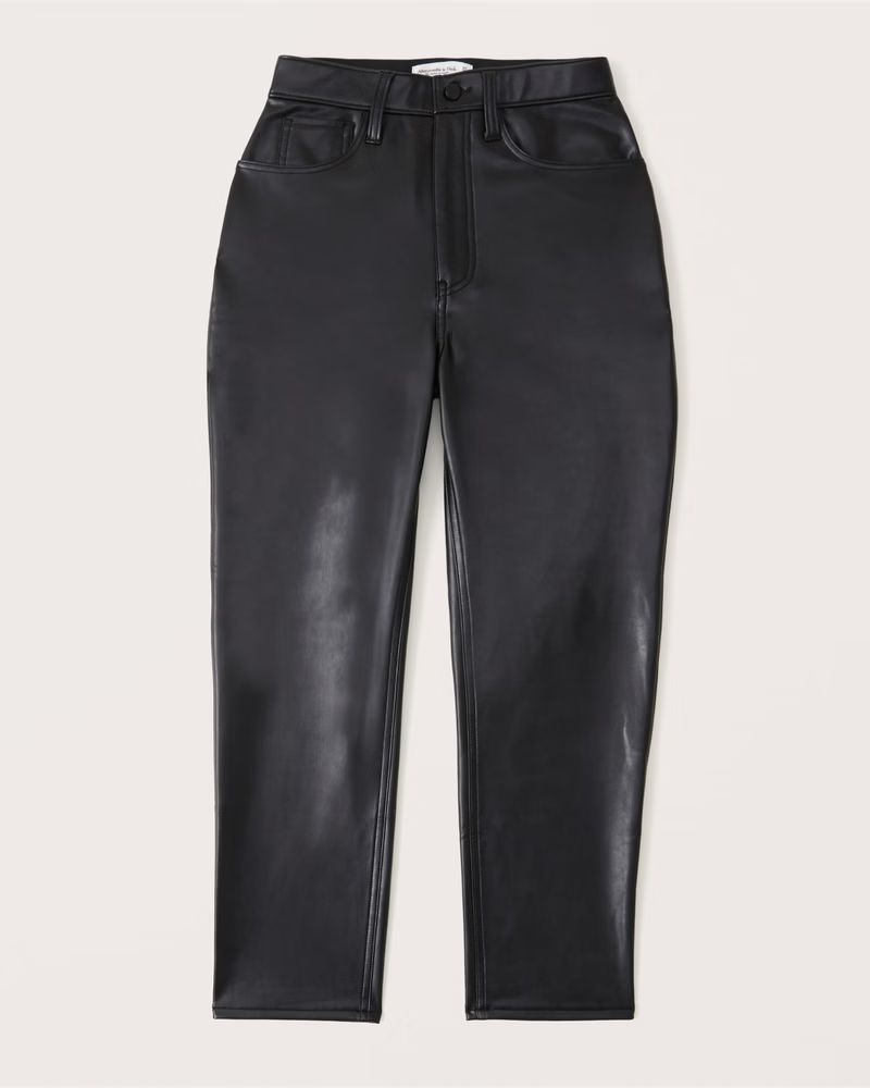 Abercrombie & Fitch Women's Curve Love Vegan Leather Ankle Straight Pants in Black - Size 25L | Abercrombie & Fitch (US)