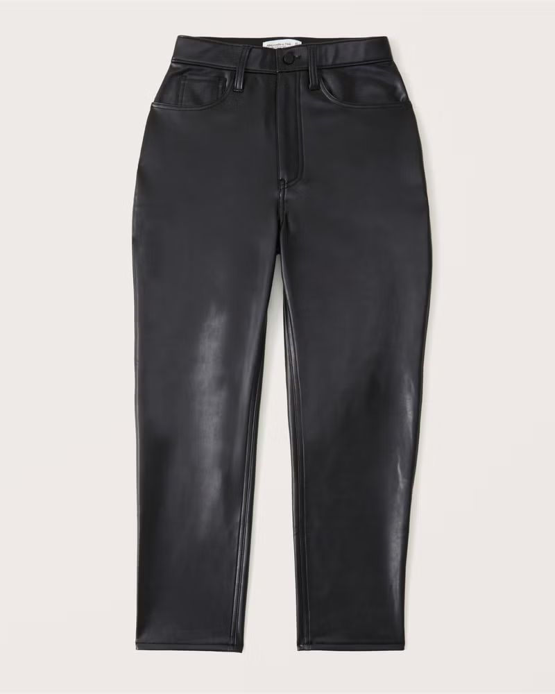 Women's Curve Love Vegan Leather Ankle Straight Pants | Women's Bottoms | Abercrombie.com | Abercrombie & Fitch (US)