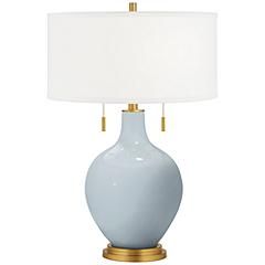 Color Plus Toby Brass 28" Take Five Blue Glass Table Lamp | Lamps Plus