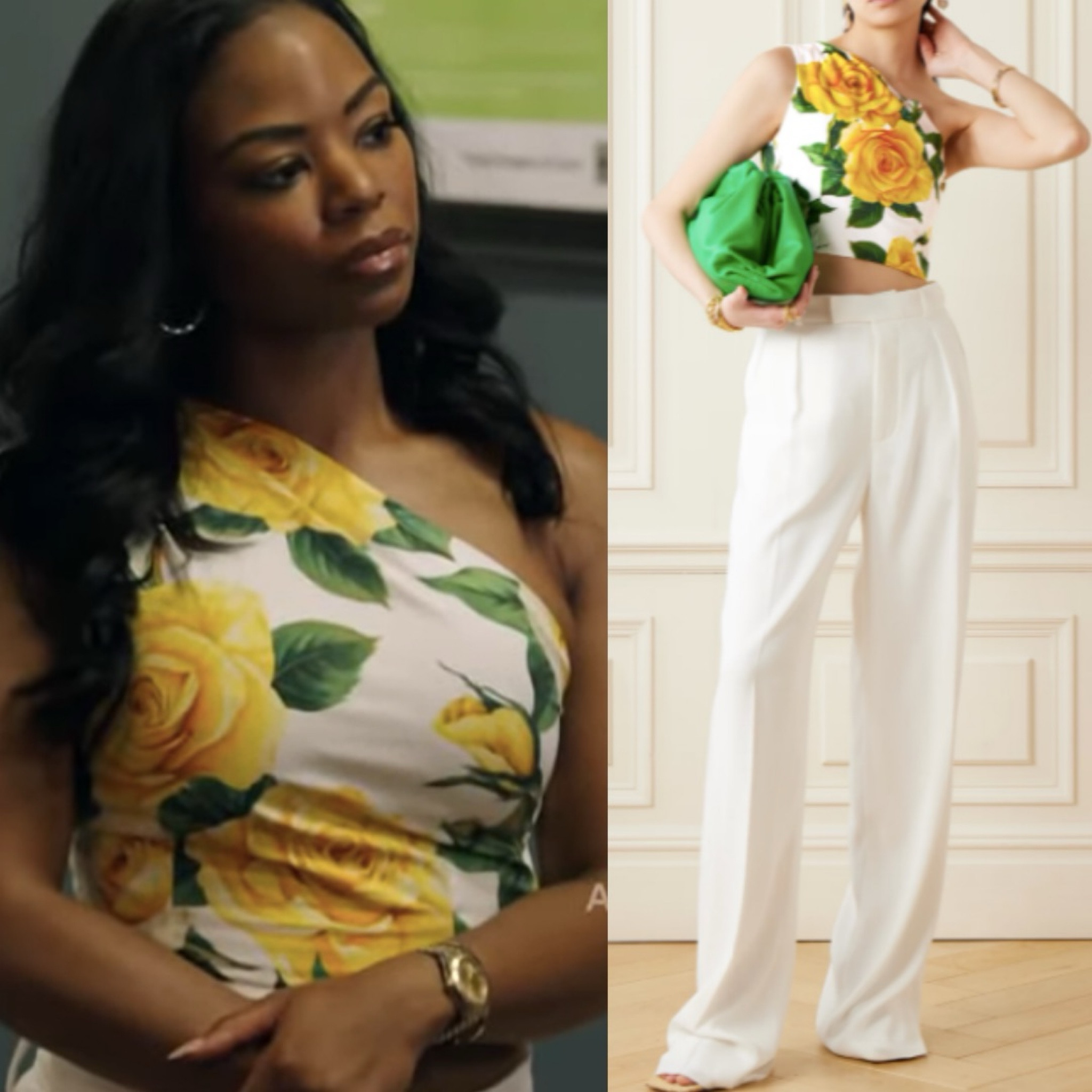 Keiarna Stewart’s One Shoulder Rose Print Top