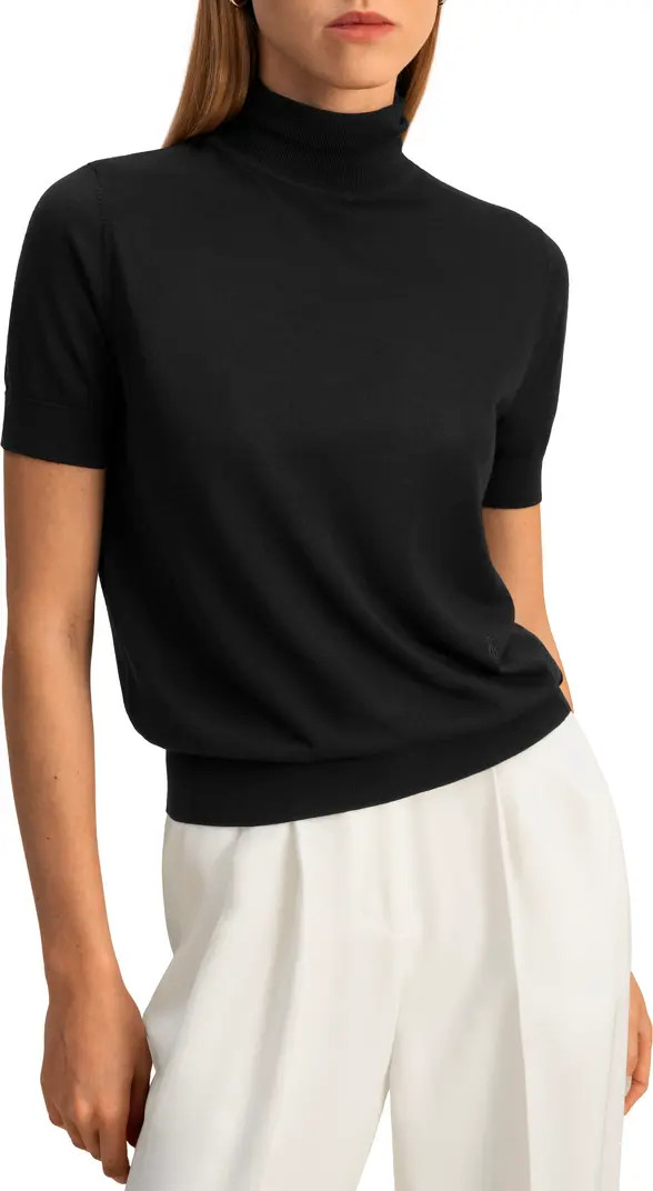 High Neck Short Sleeves Silk Knitted Sweater | Nordstrom