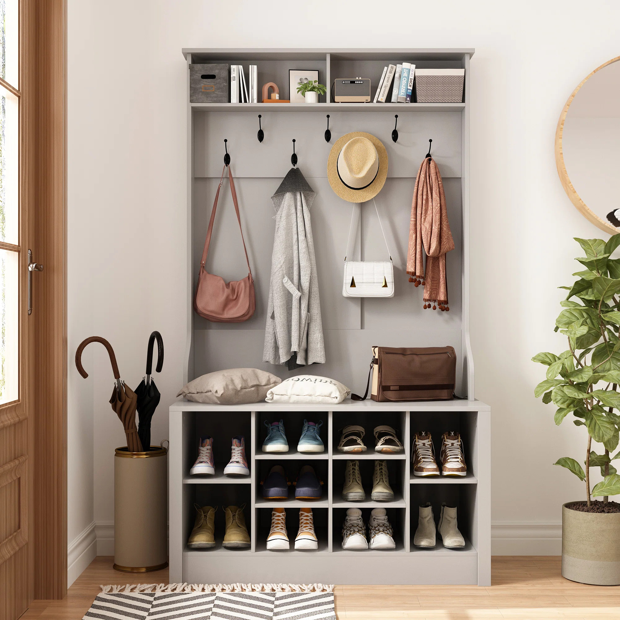 Red Barrel Studio® Kalpesh Hall Tree with Bench and Shoe Storage & Reviews | Wayfair | Wayfair North America