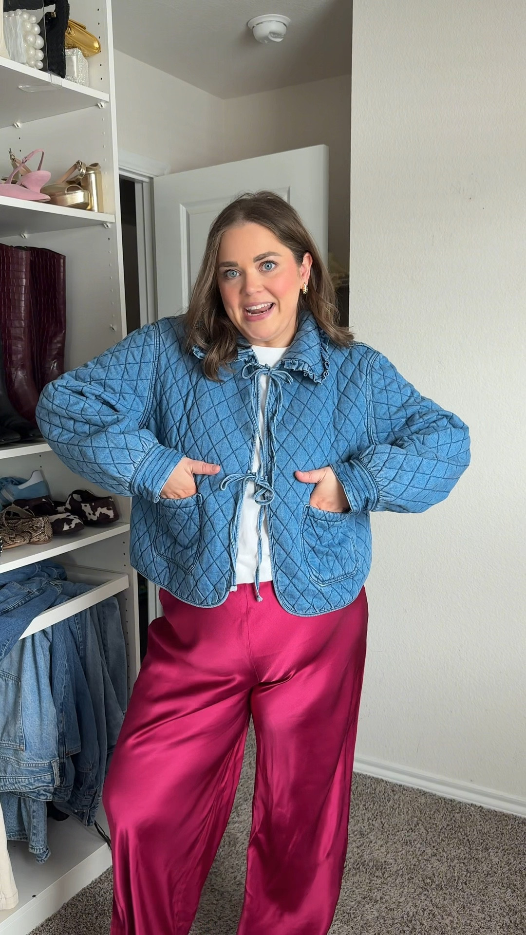 Denim Amazon jacket wearing xl. Wearing 1x in pants. Going to be the perfect spring transition jacket 

#LTKPlusSize