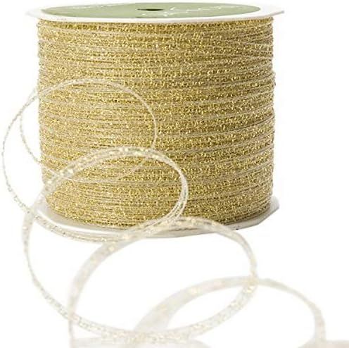 May Arts 1/8-Inch Wide Ribbon, Gold Curly Sparkling | Amazon (US)