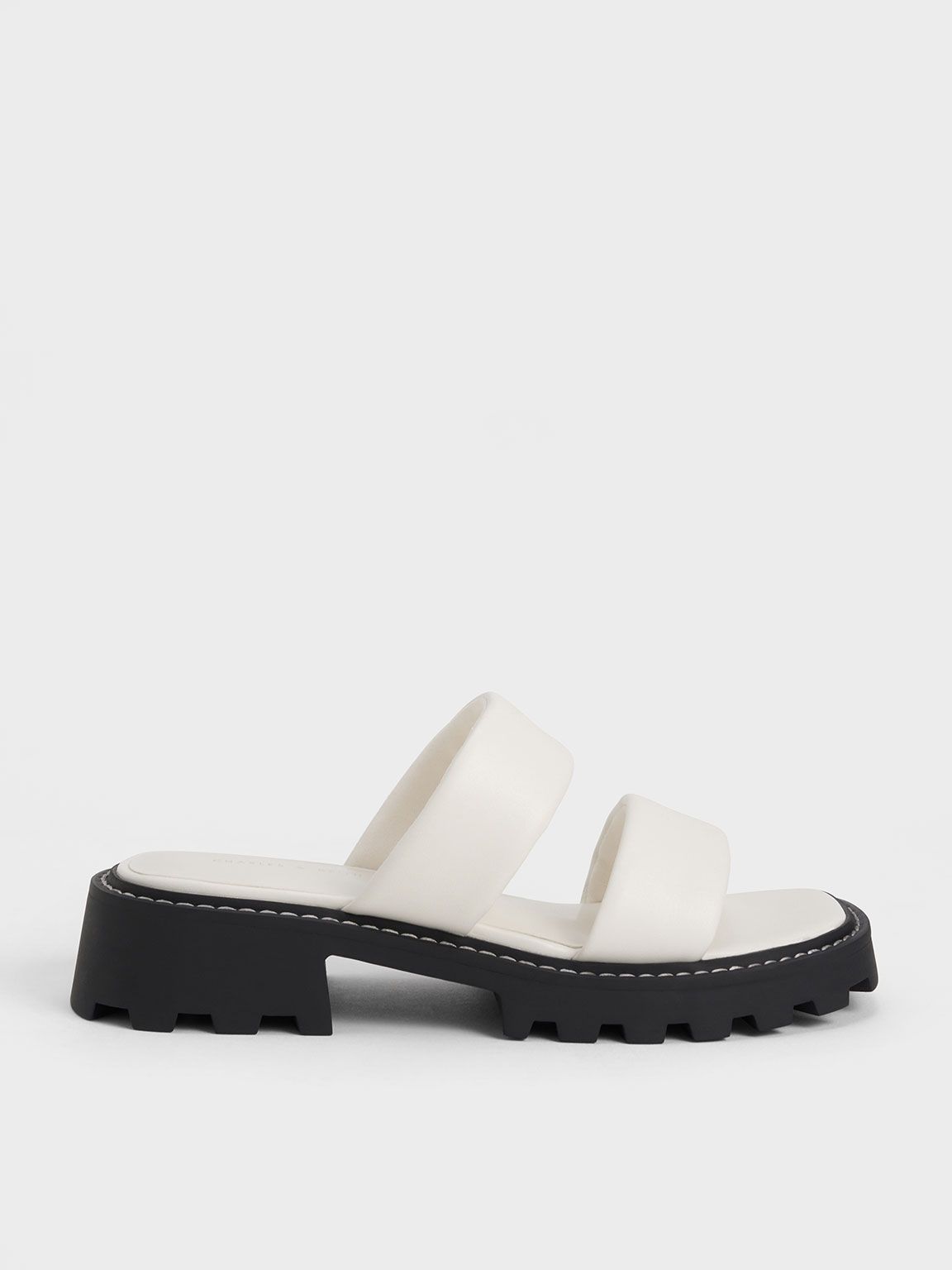 White Padded Double Strap Sliders | CHARLES & KEITH | Charles & Keith US