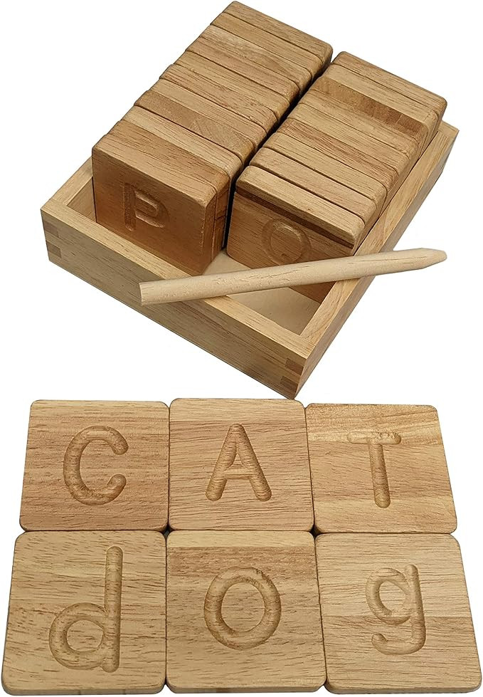 SIMPLISTIC HOMES Preschool Learning Letter Tracing Alphabet Cards Solid Beech Wood Set of 26 Piec... | Amazon (US)