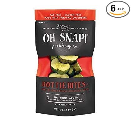 Oh Snap! Pickling Co., Hottie Bites Hot n' Spicy Pickle Snacking Cuts, 3.5 oz. (6 count) | Amazon (US)