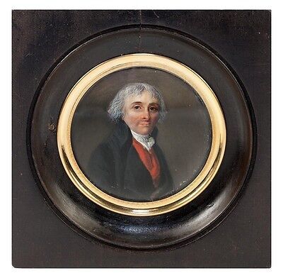 Antique French Portrait Miniature, Gentleman in Red Vest, Revolutionary War  | eBay | eBay US
