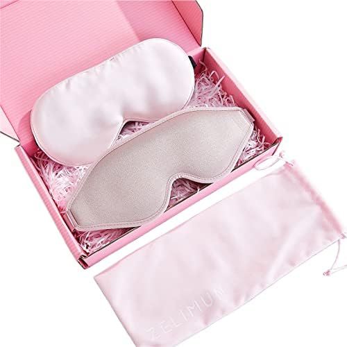 Sleep Mask Gift Set for Women, Eye Mask for Sleeping, Natural Silk Sleep Mask Pink 3D Contoured Cup  | Amazon (US)