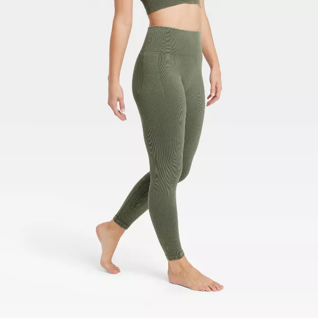 Women's High-Rise Ribbed Seamless 7/8 Leggings - JoyLab™ | Target
