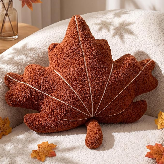 Geelin Leaf Shaped 3D Throw Pillows Plush Maple Leaf Pillow for Decorative Plant Lovers Aesthetic... | Amazon (US)