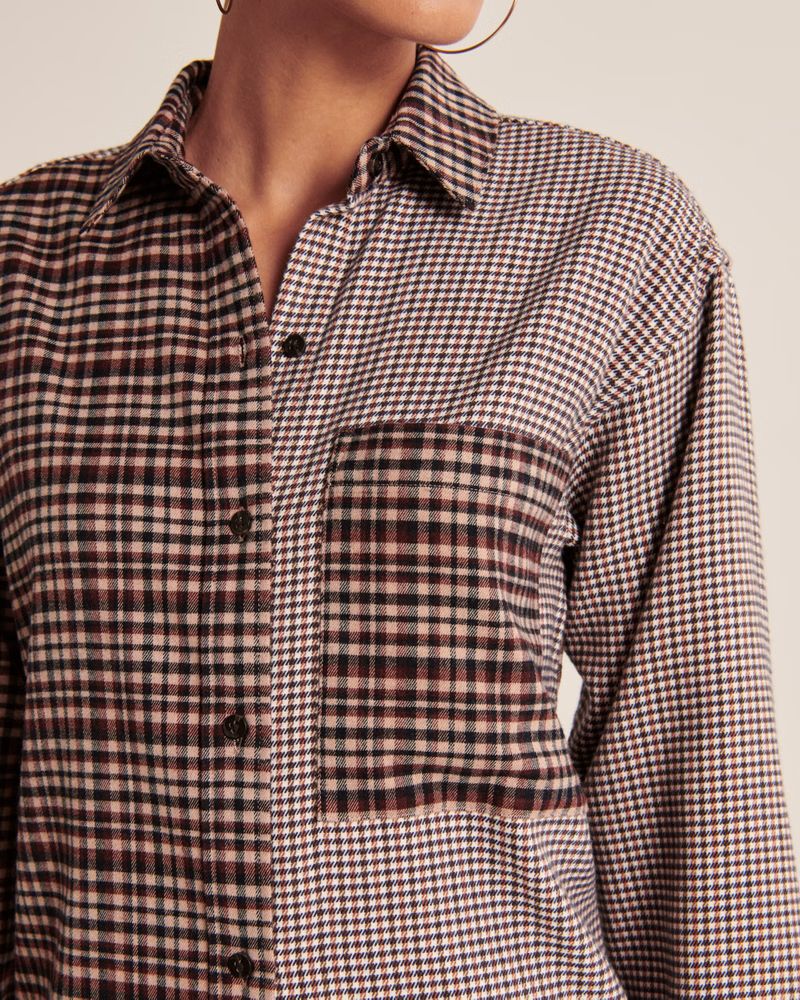 Oversized Colorblock Flannel Shirt | Abercrombie & Fitch (US)