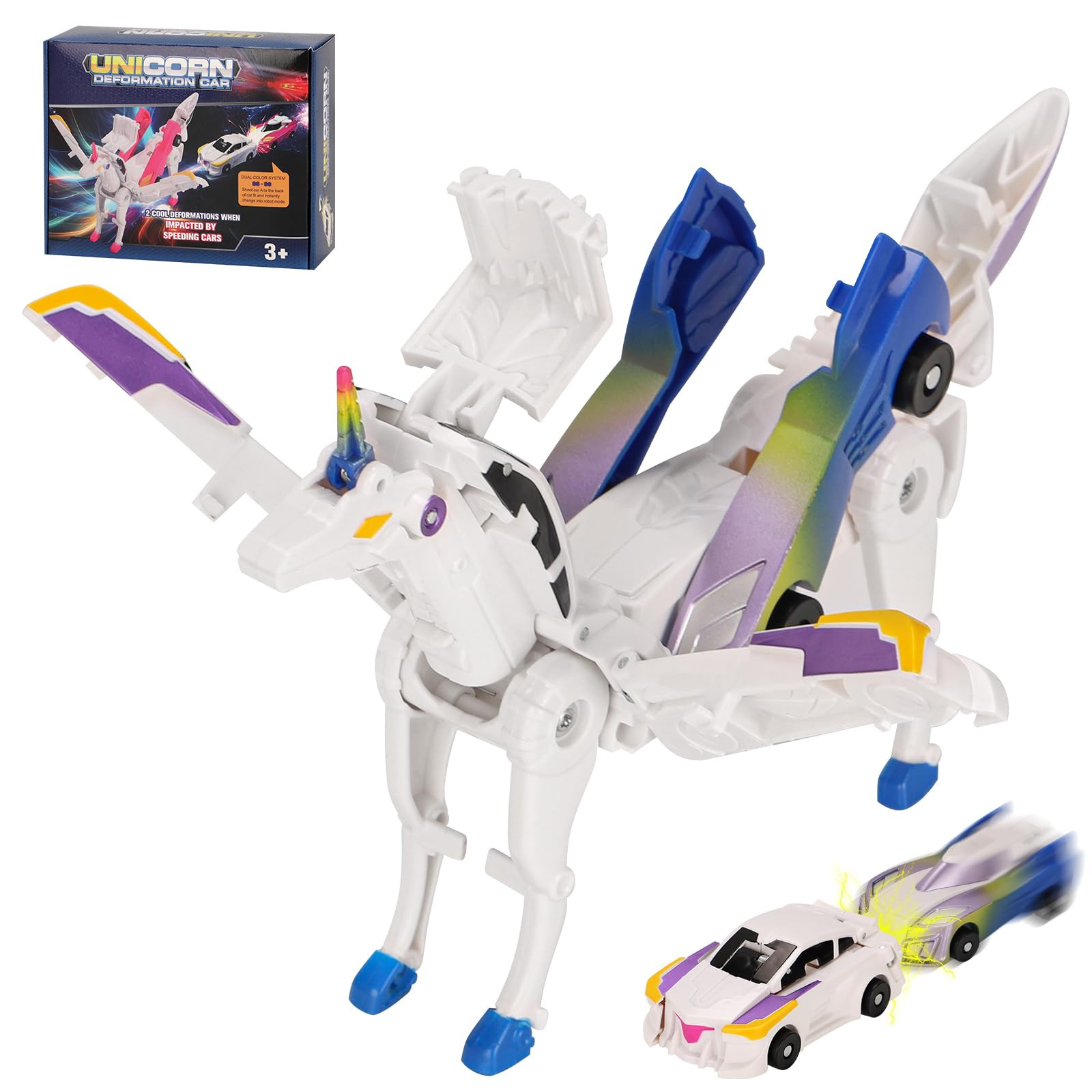 Car Toy transformable Unicorn, Sports car Collision Magic Unicorn, Children's transformable car R... | Amazon (US)