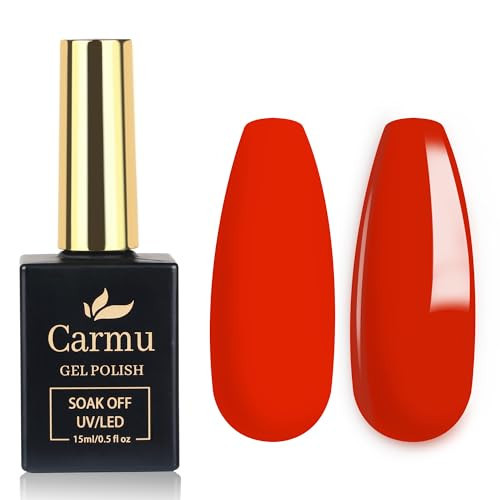 Carmu Gel Nail Polish 15ml Red Color Soak Off UV Light Cure Nail Polish for Nail Art Design Decoration Manicure Salon DIY at Home Gel Nail Kit Holiday Gifts for Women Girls 1 Pcs 0.5 Fl Oz | Amazon (US)
