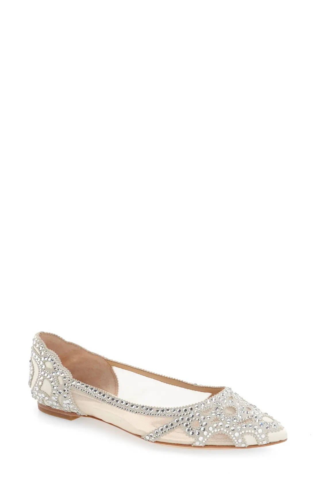 Badgley Mischka Gigi Crystal Pointy Toe Flat | Nordstrom