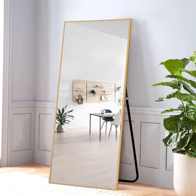 NeuType 71"x32" Full Length Mirror with Standing Holder Aluminum Alloy Frame Floor Mirror Wall-Mo... | Amazon (US)