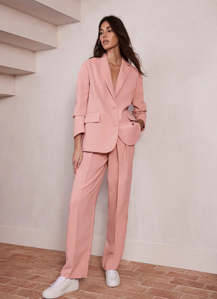 Pink Tailored Wide Trousers | Mint Velvet