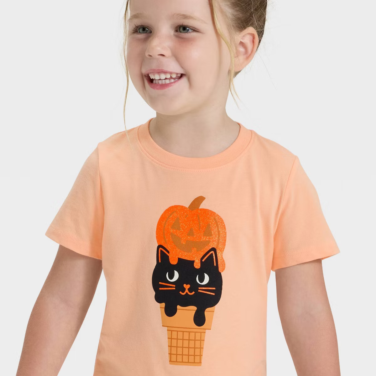 Toddler Girls' Short Sleeve Halloween Graphic T-Shirt - Cat & Jack™ Apricot 2T | Target