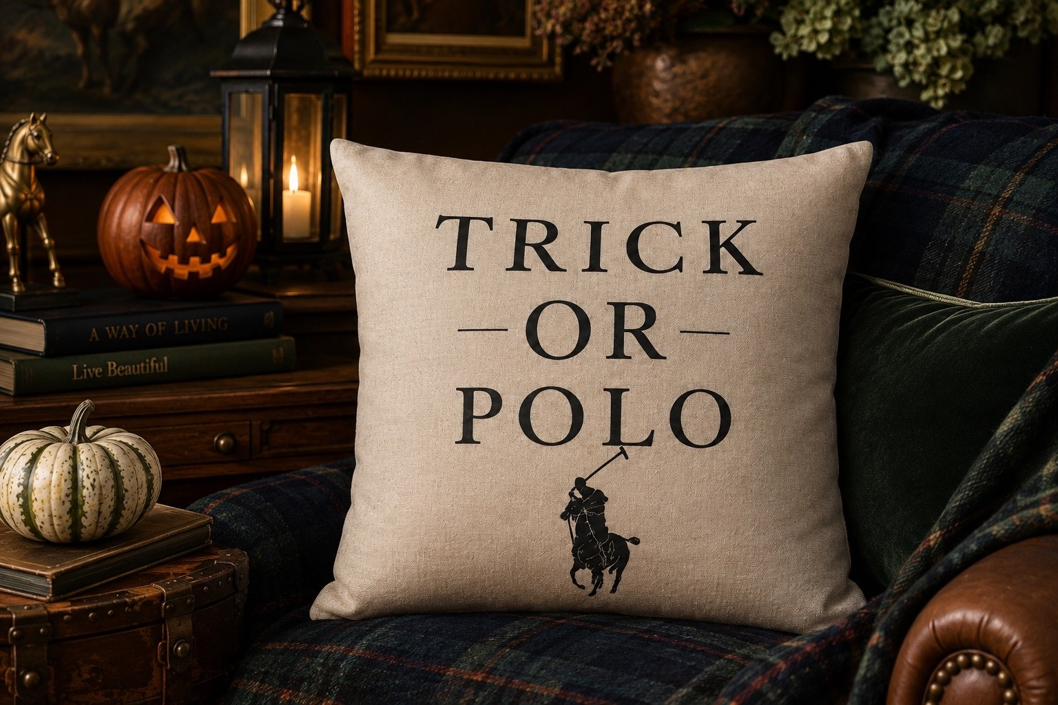 🎃🐎 Trick or Polo, but for your home. 🤎

The perfect little Halloween update for a classic, preppy home! This Trick or Polo pillow case brings just the right amount of spooky season to your space while still keeping everything elegant and timeless.

Style it on a leather sofa, cozy reading chair or layered with plaid and velvet pillows for that rich, equestrian-inspired fall look. 🍂 Add a warm throw, a few pumpkins and candlelight and you have the coziest autumn corner.

✨ Pillow CASE only — insert not included.

I linked it for you to shop! 🤍

#PreppyHalloween #FallHomeDecor #EquestrianDecor #HalloweenDecor #LTKHome
