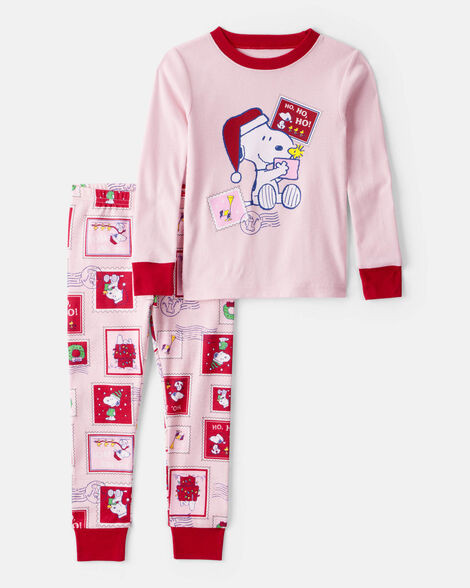 Toddler Girl Peanuts Snoopy Print 100% Cotton Long-Sleeve Snug Fit 2-Piece Pajamas - Pink | Carter's Inc